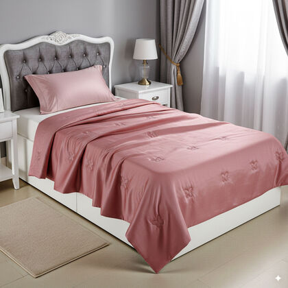 Serenity Night - 100% Maulbeerseide Luxus-Steppdecke mit Seidenf&uuml;llung, 135 x 200 cm, altrosa