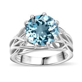 AA Himmelblauer Topas Ring, Messing, (Größe 17.00), ca. 4.24 ct