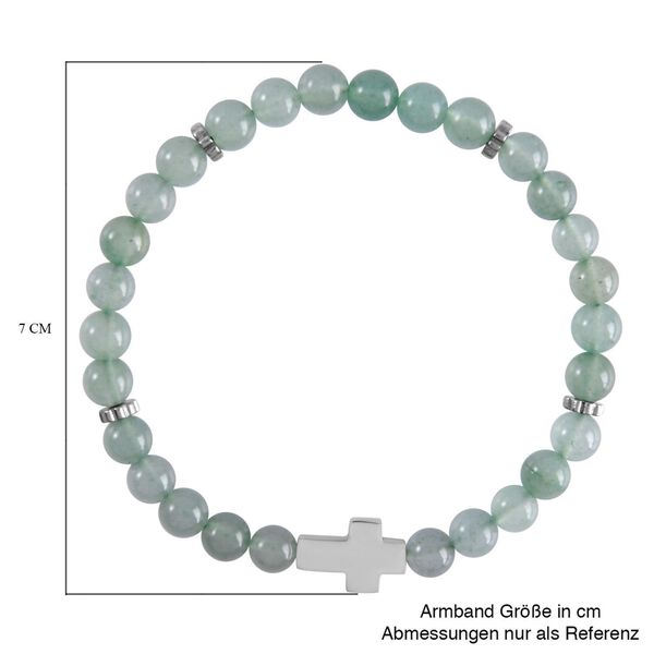 Gr&uuml;nes Aventurin Armband, ca. 19 cm, reiner Edelstahl ca. 65.00 ct image number 5