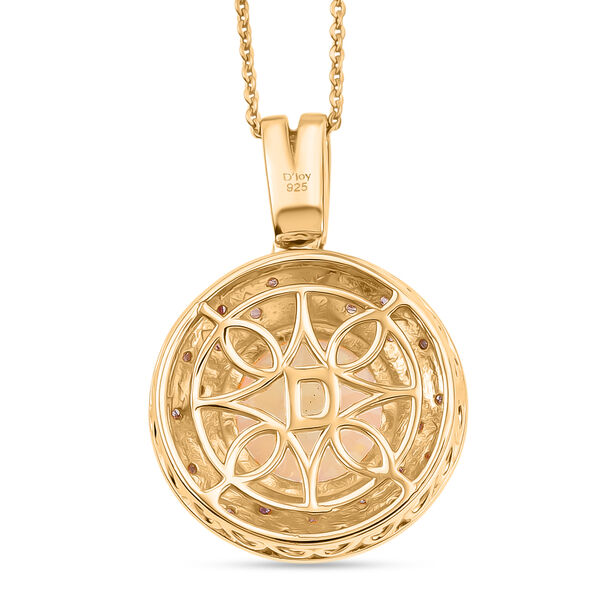 D'Joy AAA Nat&uuml;rlicher, &auml;thiopischer Welo Opal, Wei&szlig;er Zirkon Schmuckset ca. 50 cm 925 Silber 750 Gelbgold vermeil ca. 3.70 ct image number 4