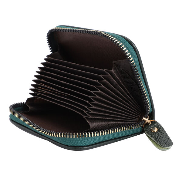 Geldbörse aus 100% echtem Leder, Größe: 11x7,5 cm, Dunkelgrün image number 5