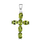 Natürlicher Peridot Kreuz-Anhänger, 925 Silber ca. 2,87 ct