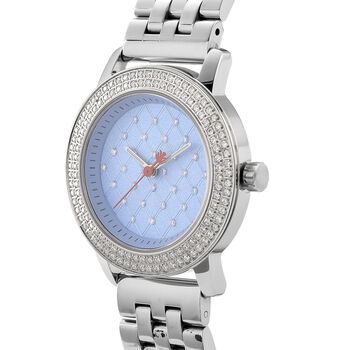 WILLIAM HUNT Moissanit-Armbanduhr, 21,59cm, 316L Edelstahl, silberfarben.