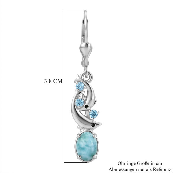D'Joy Larimar, Himmelblauer Topas Ohrringe 925 Silber Rhodiniert ca. 2,34 ct. image number 5