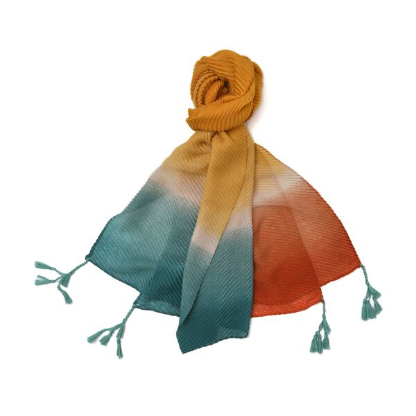 Plissee Schal mit Quasten und Farbverlauf, 180x90cm, gelb image number 2