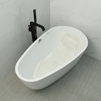 Ganzk&ouml;rper Badewanne rutschfeste Matte mit Kissen, Gr&ouml;&szlig;e 121x48 cm, Wei&szlig;