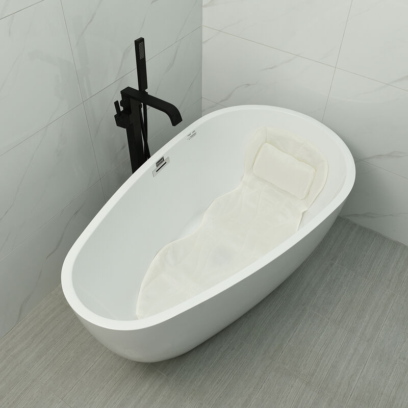 Ganzkörper Badewanne rutschfeste Matte mit Kissen, Größe 121x48 cm, Weiß image number 0