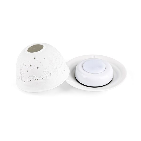 LED-Porzellan-Teelichthalter - Motiv Winterkapelle, 13-Farben-LED mit Fernbedienung, Durchmesser 10,5 cm, H&ouml;he 7,5 cm image number 6