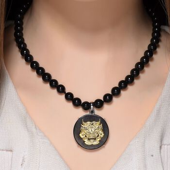 D'Joy Shungit Halskette ca. 45 cm 925 Silber rhodiniert ca. 205,16 ct.