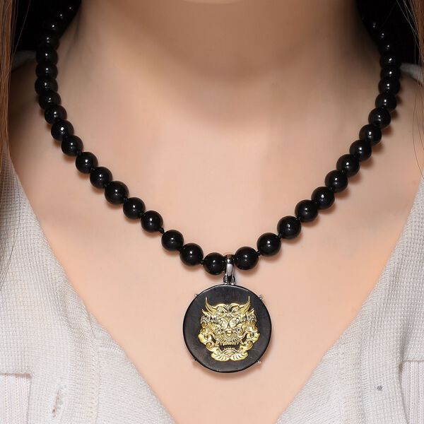 D'Joy Shungit Halskette ca. 45 cm 925 Silber rhodiniert ca. 205,16 ct. image number 2