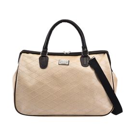 PASSAGE Weekender Reisetasche mit Rautenmuster, Cremefarben