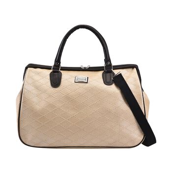 PASSAGE Weekender Reisetasche, 45x33x22cm, Rautenmuster, Creme