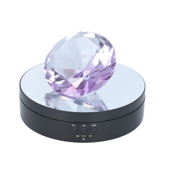 Drehbarer Display-St&auml;nder mit Kristallglas, St&auml;nder Gr&ouml;&szlig;e - 13,5x13,5x3,5 cm, Schwarz & Amethyst