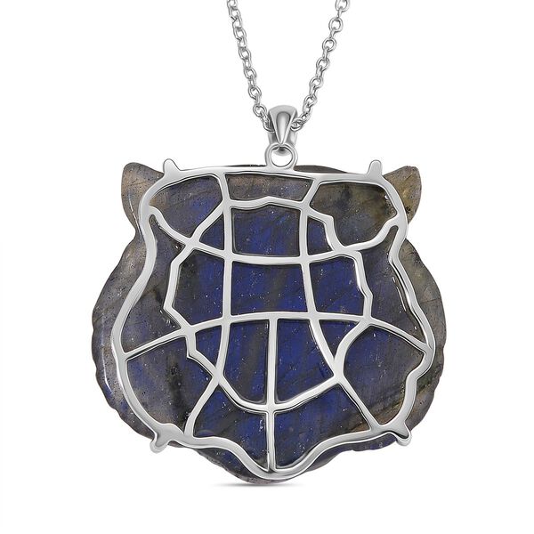 Labradorit Anhänger mit Kette ca. 50cm, 925 Silber rhodiniert ca. 82.00 ct image number 4