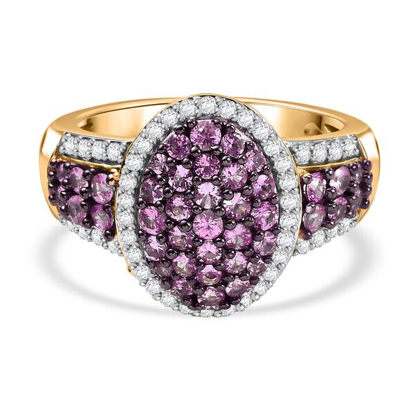 Rosa Saphir und Zirkon Ring - 1,68 ct.