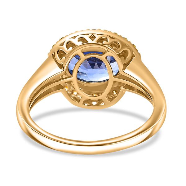 AAA Tansanit und nat&uuml;rlicher gelber Diamant Ring in 585 Gold - 2,17 ct. image number 5