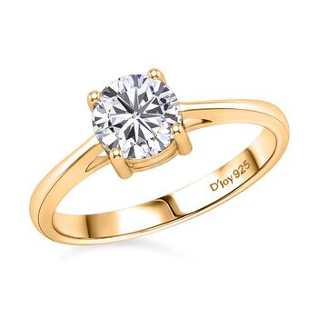 D'Joy Moissanit Ring, 925 Silber vergoldet - 1 ct.
