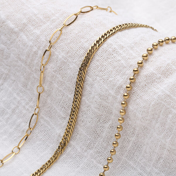 3er-Set, Armband, ca. 17 cm, Edelstahl vergoldet image number 2