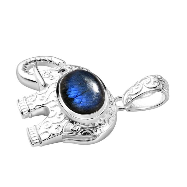 AAA Labradorit und schwarzer Spinell Anhänger - 7,51 ct. image number 4