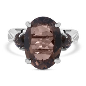 Rauchquarz Ring, 925 Silber platiniert (Größe 18.00) ca. 5.81 ct