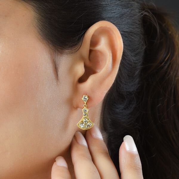 AAA Turkizit und weiße Zirkon-Ohrringe, 925 Silber Gelbgold Vermeil ca. 1,77 ct image number 3