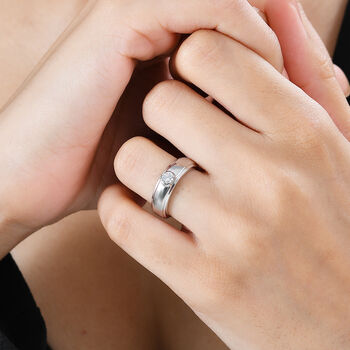 Moissanit Ring, 925 Silber platiniert - 0,16 ct