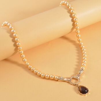 Gelbes Tigerauge, Goldene Muschelperle (8 mm) Halskette, ca. 60 cm mit 5 cm extender, Gelb