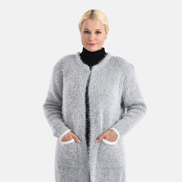 Kuschelweicher, langer Übergangs-Cardigan mit 2 Taschen, gestrickt, Hellgrau image number 5