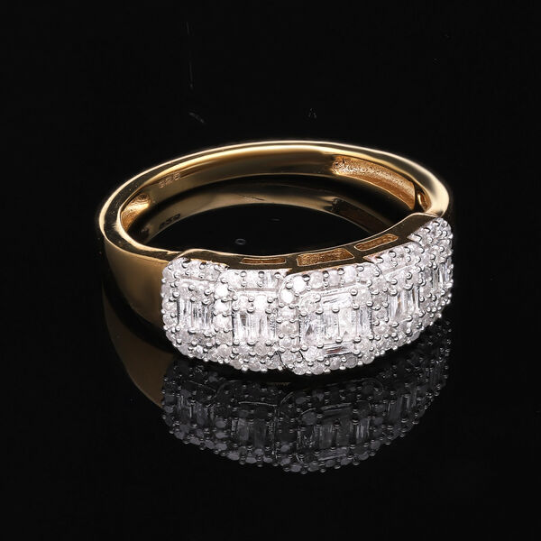 Wei&szlig;er Diamant Ring, 925 Silber Gelbgold Vermeil (Gr&ouml;&szlig;e 16.00) ca. 0.50 ct image number 2