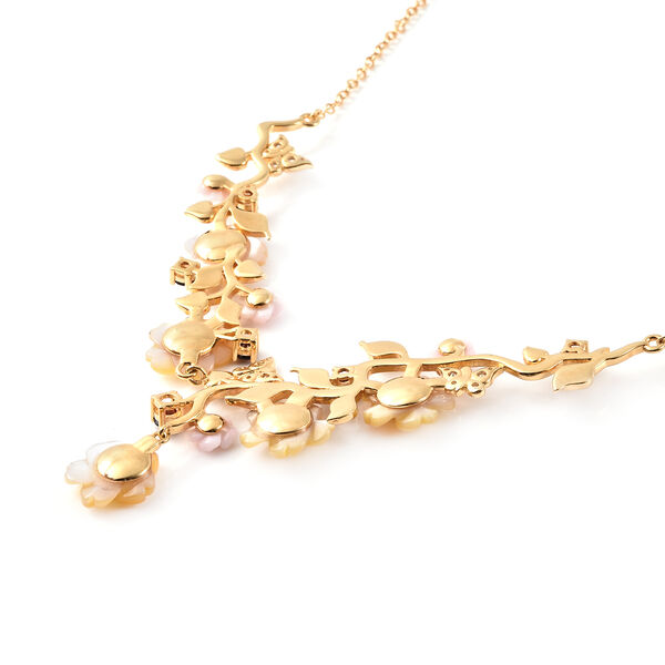 JARDIN-KOLLEKTION Mehrfarbig Perlmutt und Mehrfarbig Edelsteine Halskette ca. 45 cm 925 Silber Gelbgold Vermeil 14,49 ct image number 4