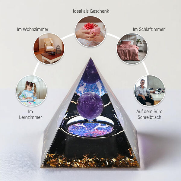 Edelstein Pyramide mit Obsidian und Amethyst, Amethyst image number 5