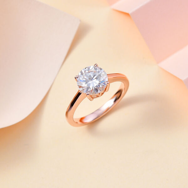 Moissanit Ring, 925 Silber 750 Ros&eacute;gold Vermeil - 1,73 ct. image number 2