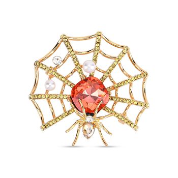 Kunststoff Perle, Mehrfarbiger Kristall Brosche  Gelb