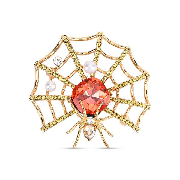 Kunststoff Perle, Mehrfarbiger Kristall Brosche  Gelb