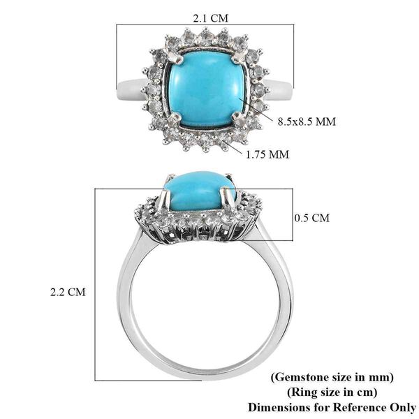 Nat&uuml;rlicher Sleeping Beauty T&uuml;rkis Halo-Ring 925 Silber Platin-&Uuml;berzug image number 6