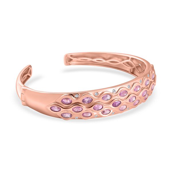 Ilakaka Rosa Saphir (Fissure gefüllt), Weißer Zirkon Armreif ca. 19 cm 925 Silber Roségold Vermeil ca. 9,41 ct. image number 4