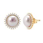 Süßwasser Perle, Weißer Zirkonia Ohrringe 925 Silber vergoldet
