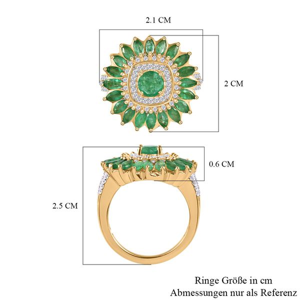 Kagem Sambischer Smaragd Ring, 925 Silber Gelbgold Vermeil, (Größe 16.00) ca. 2.45 ct image number 8