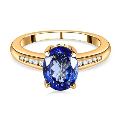 AAA Tansanit, weißer Diamant Ring, 585 Gold (Größe 17.00) ca. 1.94 ct