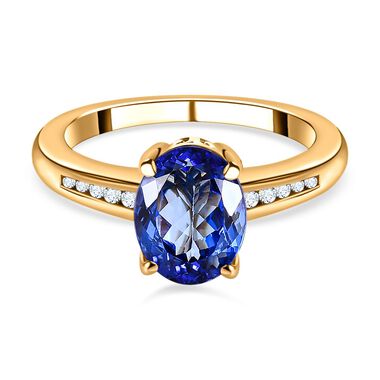 AAA Tansanit und Diamant Ring in 585 Gold -1,94 ct.