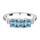 Santamaria Aquamarin und weißer Diamant Ring, 925 Silber platiniert (Größe 20.00) ca. 0,97 ct
