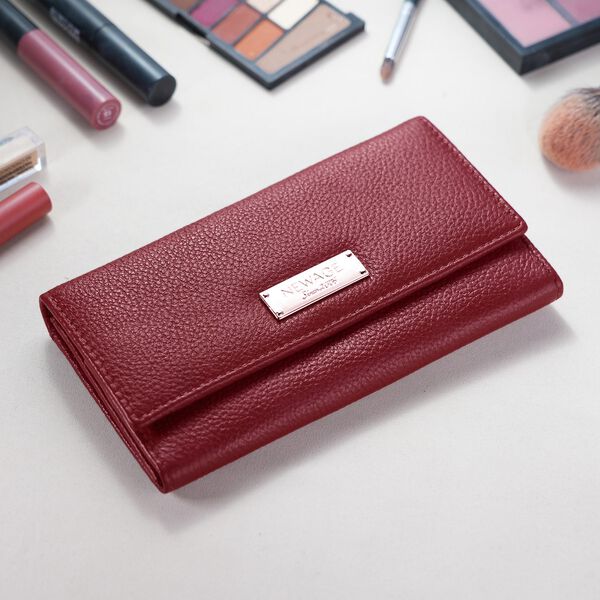 Moderne Geldbörse aus 100% echtem Leder mit RFID Schutz, 18.5x10cm, Rot image number 2