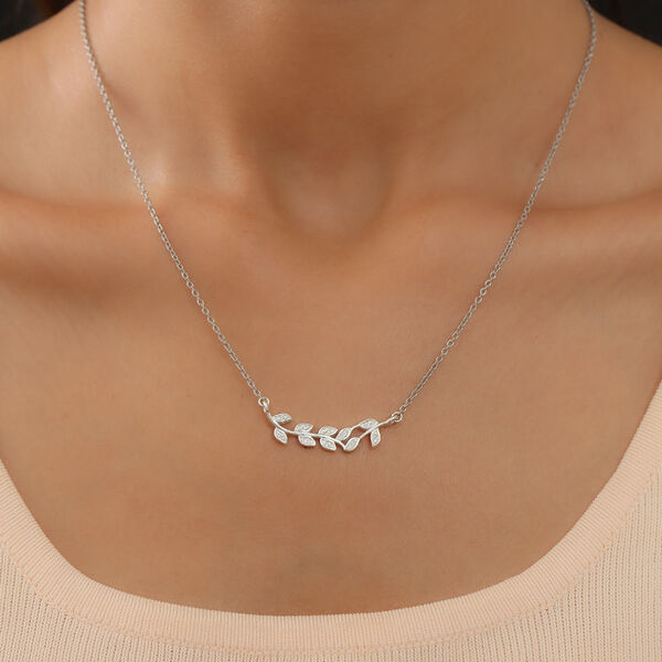 Wei&szlig;er Zirkonia Halskette 45 cm 925 Silber ca. 0,18 ct image number 3