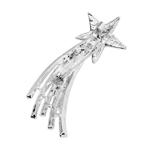 Wei&szlig;er Kristall Brosche, Stern, silberfarben image number 4