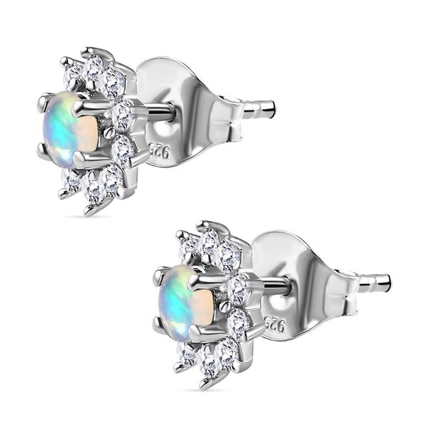 Nat&uuml;rliche, &auml;thiopische Welo Opal und Zirkon-Ohrstecker - 1,10 ct. image number 8