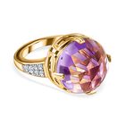 AA Afrikanischer Amethyst, wei&szlig;er Zirkon Ring, 925 Silber vergoldet (Gr&ouml;&szlig;e 20.00) ca. 11.22 ct