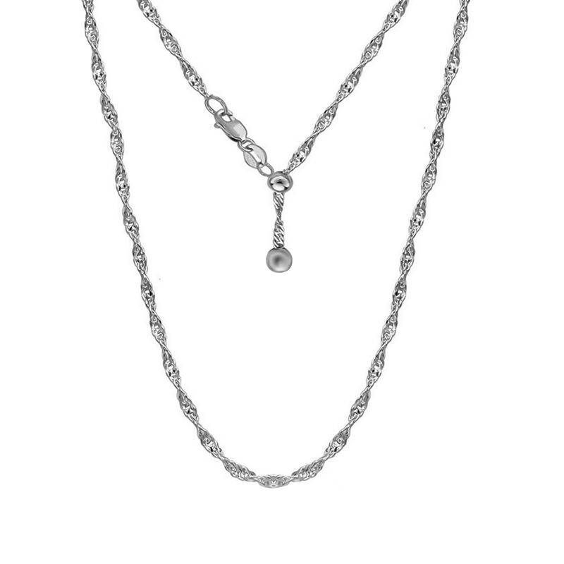 Verstellbare Twisted-Singapur Diamantschliff-Halskette in Silber, 60cm image number 0