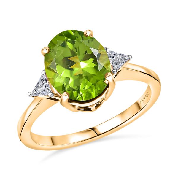 D'Joy Peridot, Moissanit Ring 925 Silber 750 Gelb Vergoldet (Größe 17.00) ca. 2,95 ct image number 4