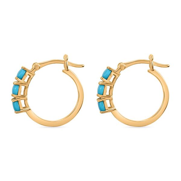 AA Amerikanische nat&uuml;rliche Sleeping Beauty T&uuml;rkis Ohrringe, 925 Silber 750 Gelbgold Vermeil ca. 1.12 ct image number 5