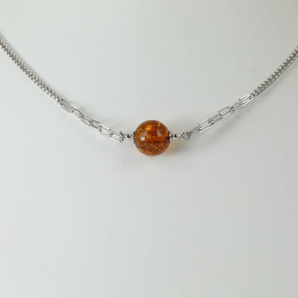 Bernstein Halskette ca. 43 cm 925 Silber image number 0